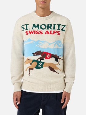 Maglia Heron donegal cartolina St. Moritz bianco