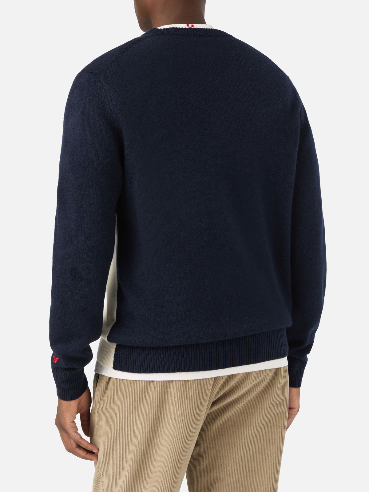 Maglia girocollo Heron blu navy con intarsio e ricamo St. Moritz | Special edition