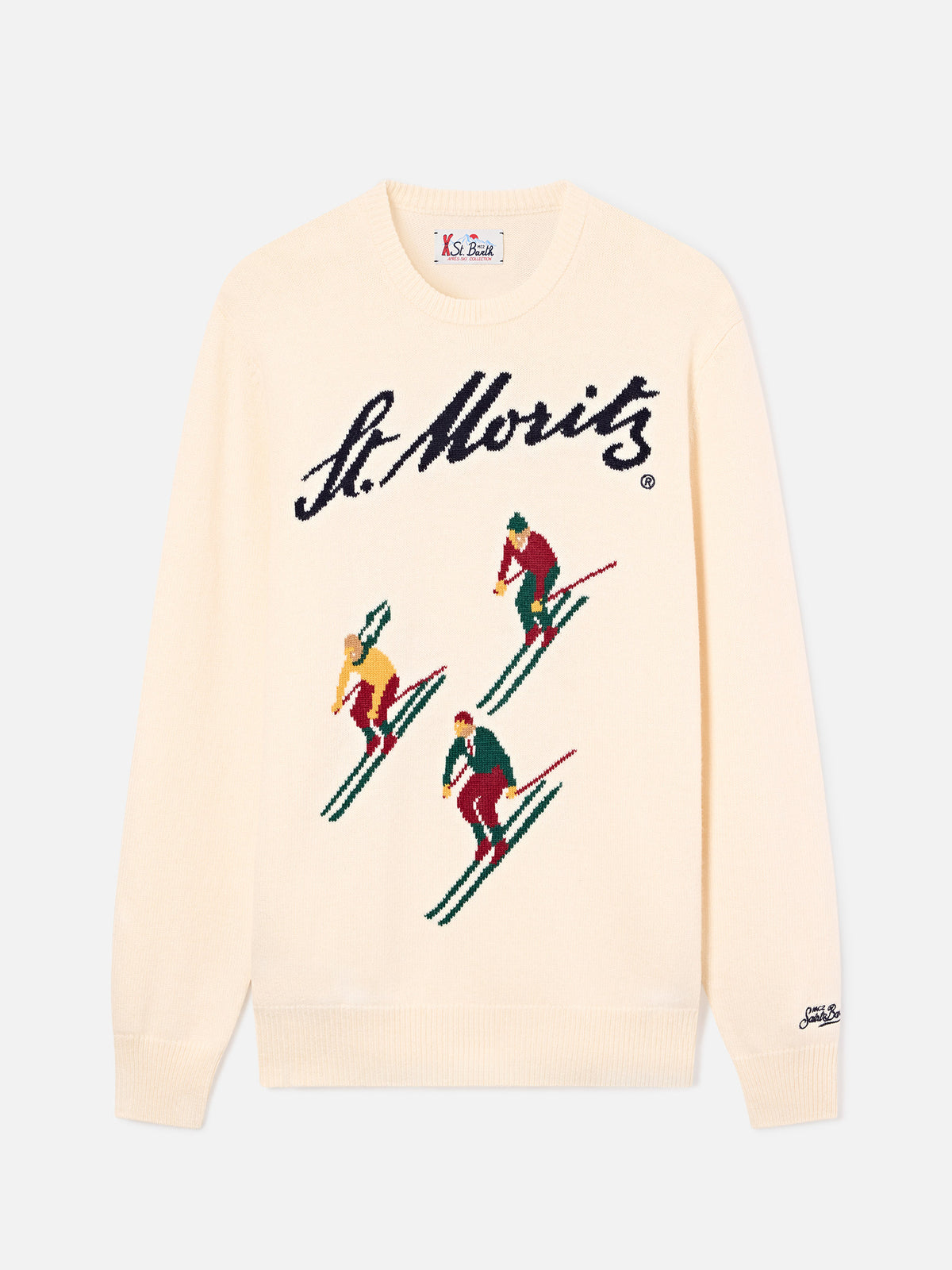 Maglia girocollo Heron grigia con intarsio St. Moritz | Special edition