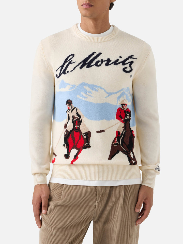 Grey Heron crewneck knit with St. Moritz intarsia | Special edition