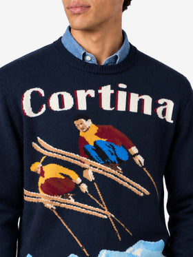 Pull à col rond Heron avec jacquard carte postale Cortina 