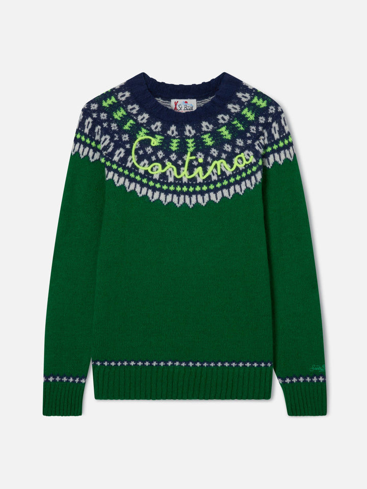 Crewneck sweater Heron with fair-isle jacquard
