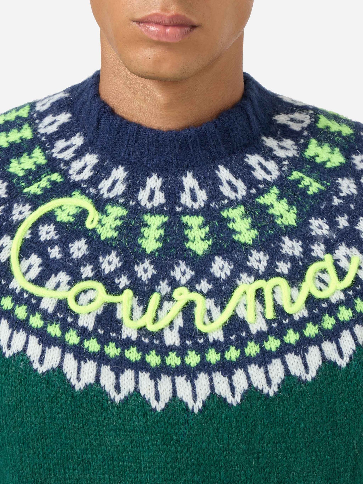 Pull en alpaga Heron Nordic Soft avec jacquard Fair Isle et broderie Courma 