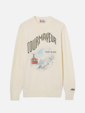Pull col rond Grey Heron en mélange de laine et de cachemire avec intarsia Courmayeur | Special edition 