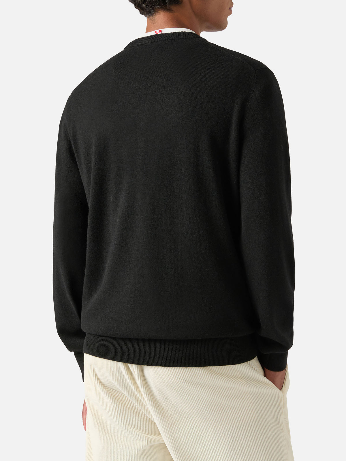 Black Heron Light wool and cashmere blend crewneck with My Life Is Complicated embroidery
