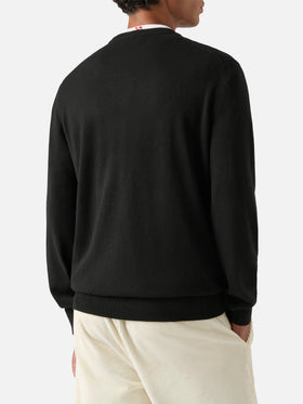 Black Heron Light wool and cashmere blend crewneck with My Life Is Complicated embroidery