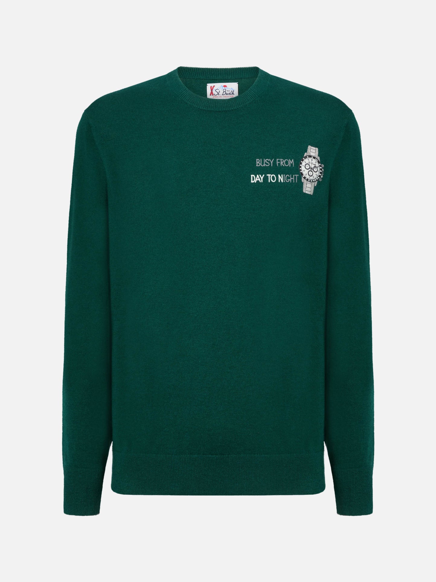 Crewneck sweater Heron Light with Busy from day to night embroidery
