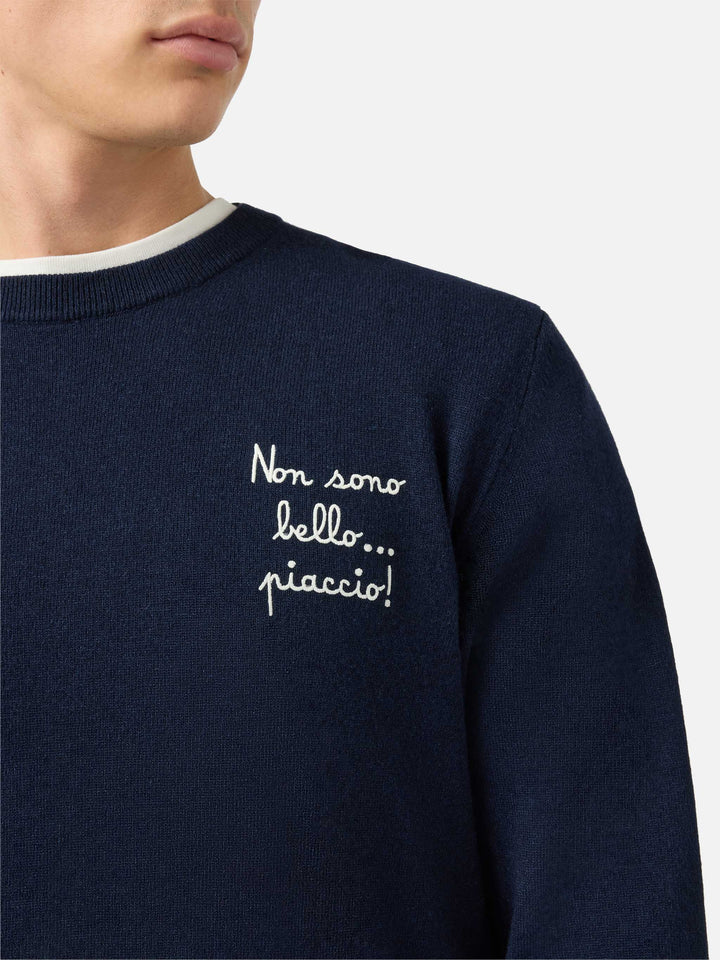 Crewneck sweater Heron Light with Non sono bello, piaccio! embroidery | VACANZE DI NATALE SPECIAL EDITION