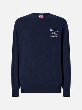 Crewneck Heron Light with Non sono bello, piaccio! embroidery | VACANZE DI NATALE SPECIAL EDITION