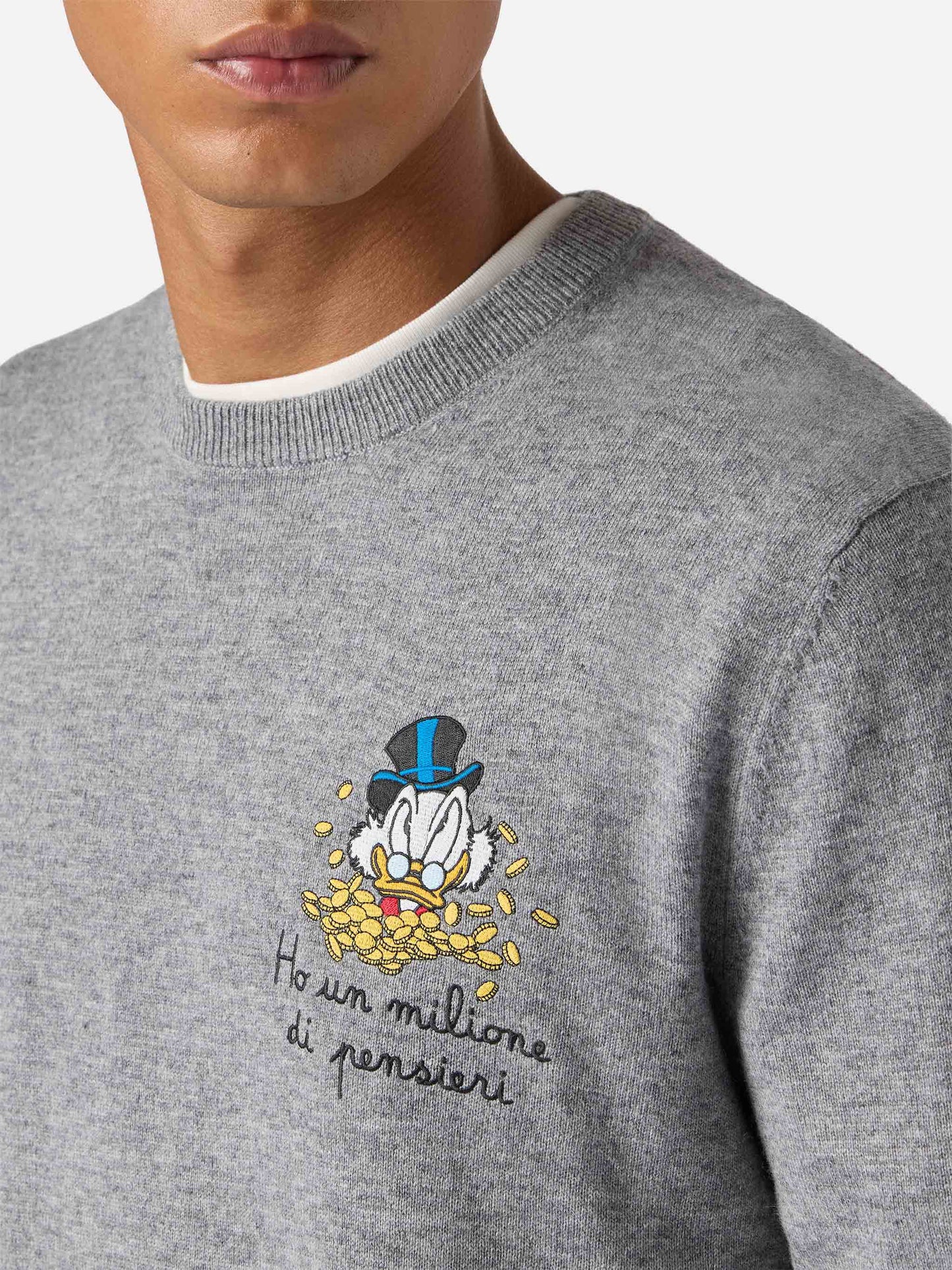 Crewneck sweater Heron Light with Uncle Scrooge embroidery | DISNEY SPECIAL EDITION