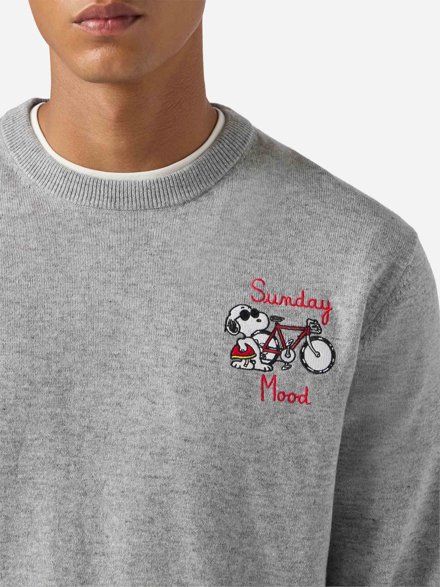 Crewneck sweater Heron Light with Snoopy Sunday Mood embroidery | PEANUTS SPECIAL EDITION
