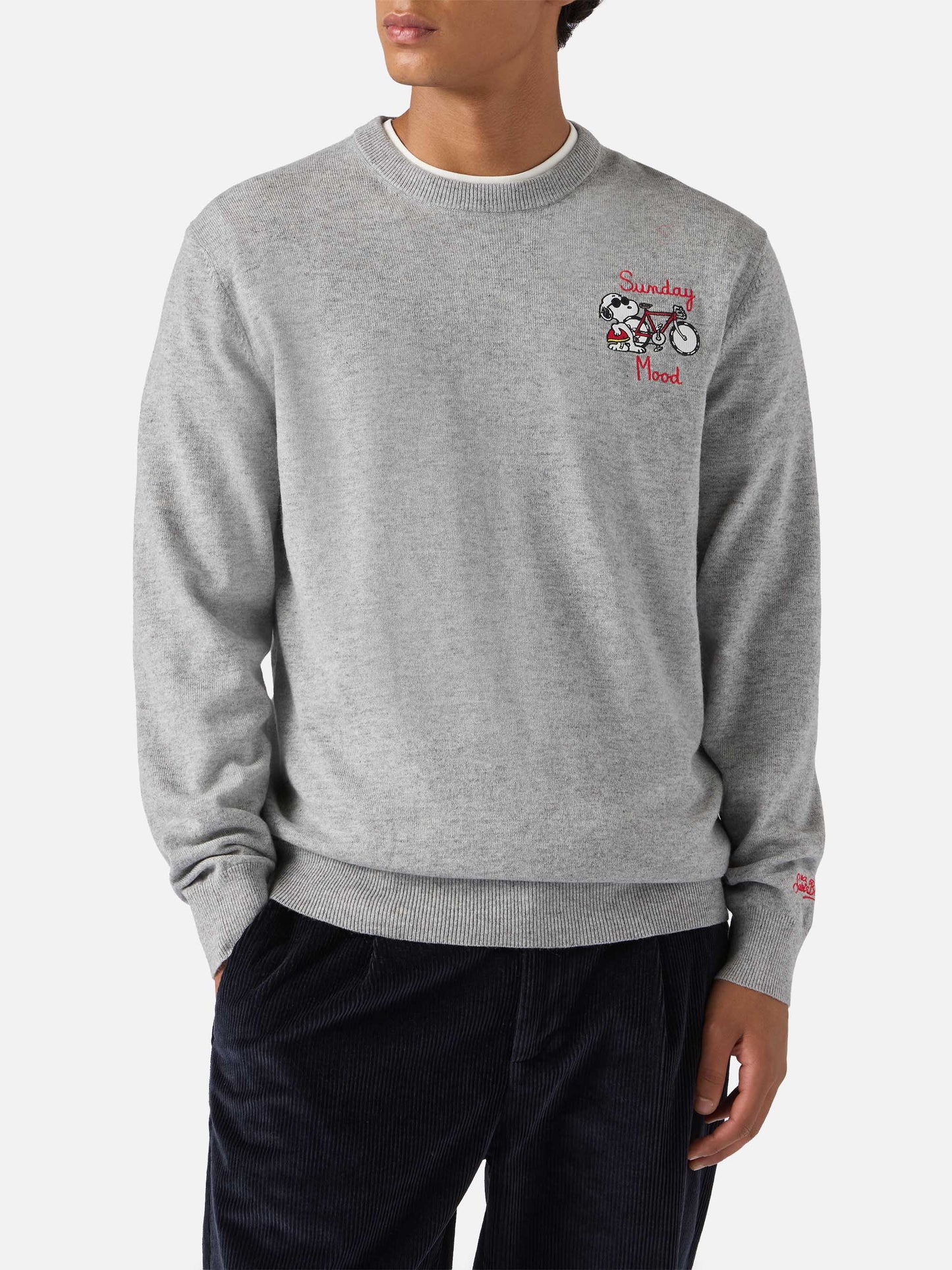Crewneck sweater Heron Light with Snoopy Sunday Mood embroidery | PEANUTS SPECIAL EDITION