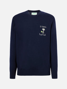 Crewneck sweater Heron Light with Snoopy padel club embroidery | PEANUTS SPECIAL EDITION