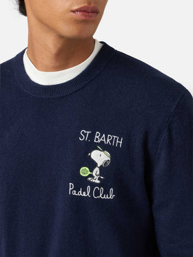 Crewneck sweater Heron Light with Snoopy padel club embroidery | PEANUTS SPECIAL EDITION