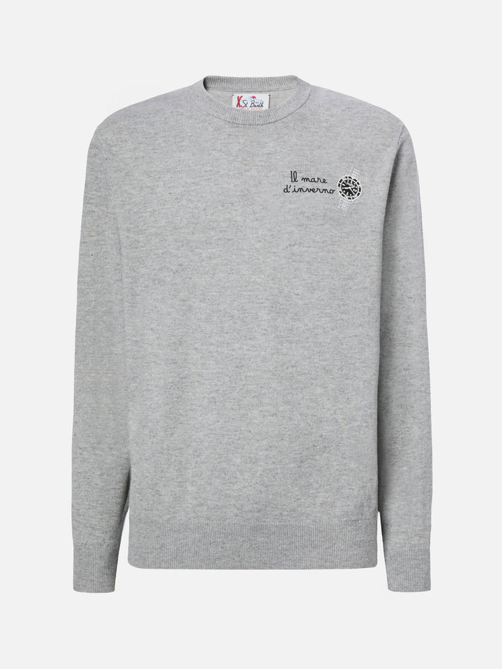 Maglione a girocollo Heron Light con ricamo Il mare d'inverno