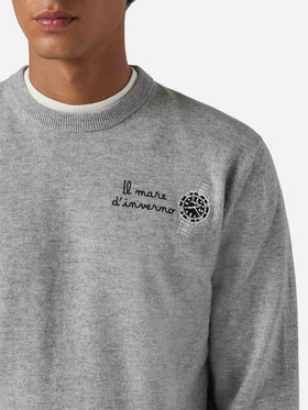 Maglione a girocollo Heron Light con ricamo Il mare d'inverno