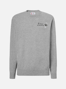 Maglione a girocollo Heron Light con ricamo Il mare d'inverno
