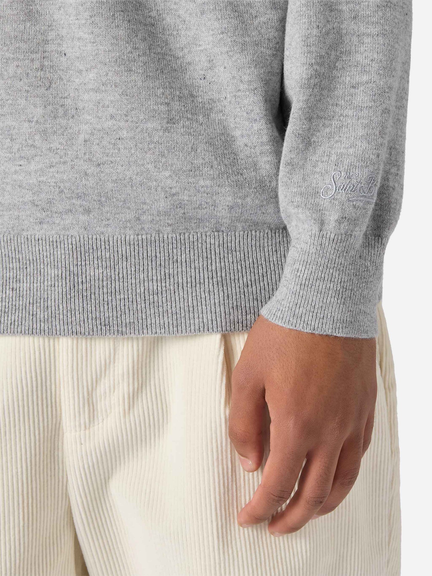 Crewneck sweater Heron Light with Vado a ruba embroidery