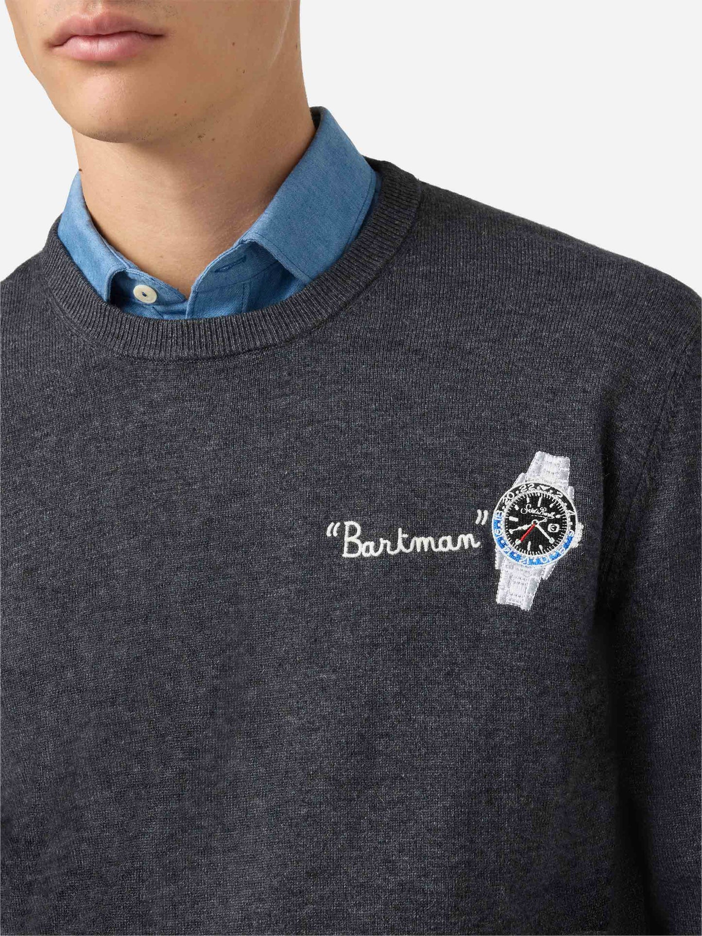 Maglione a girocollo Heron Light con ricamo Bartman