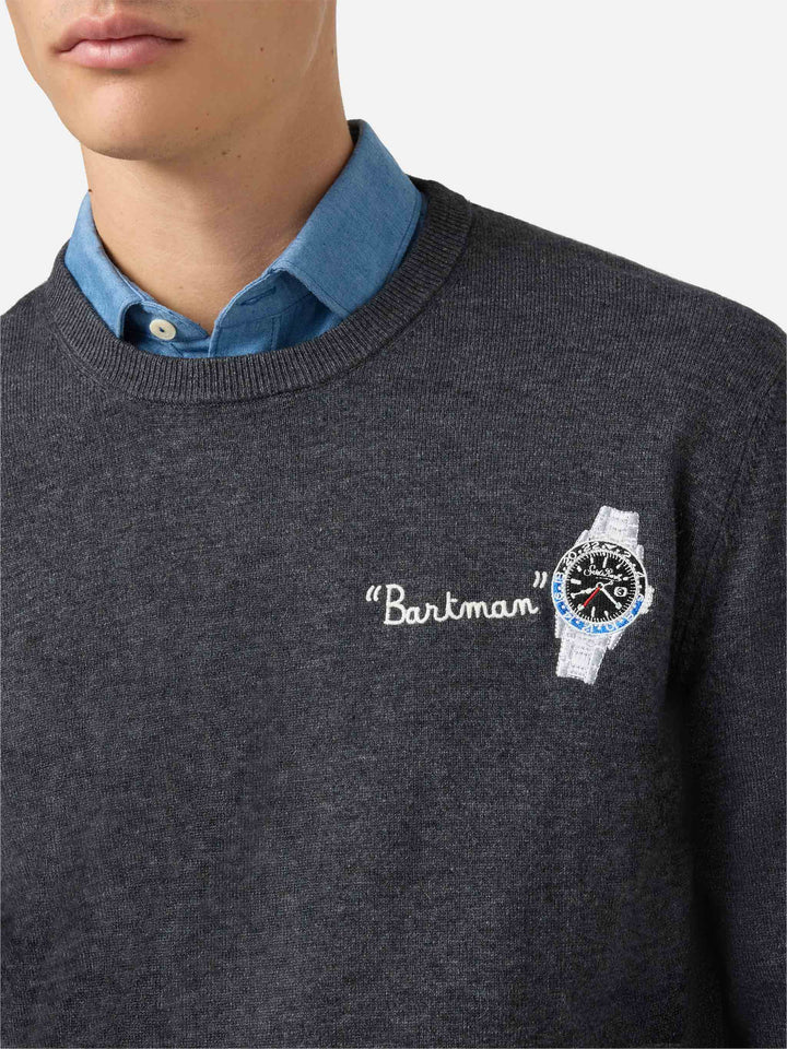 Maglione a girocollo Heron Light con ricamo Bartman