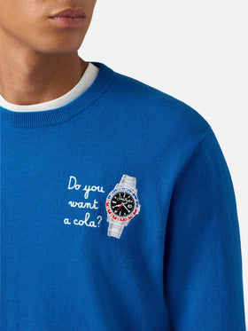 Crewneck sweater Heron Light with Do you want a cola? embroidery