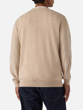 Rundhalspullover Heron Light mit Va tutto al contrario-Stickerei