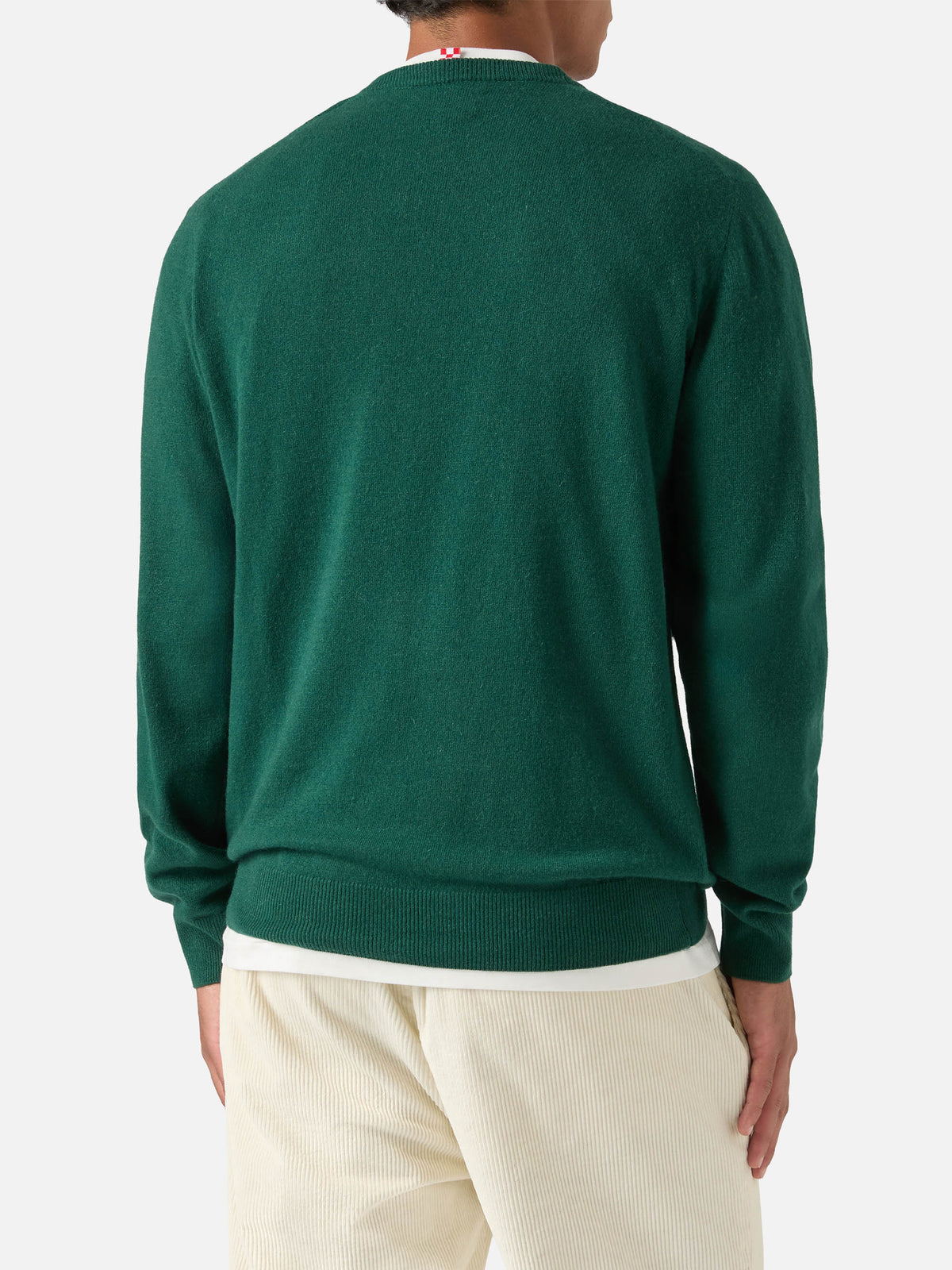 Green Heron Jersey de cuello redondo en mezcla de lana ligera y cachemira con bordado de Snoopy | Special edition 