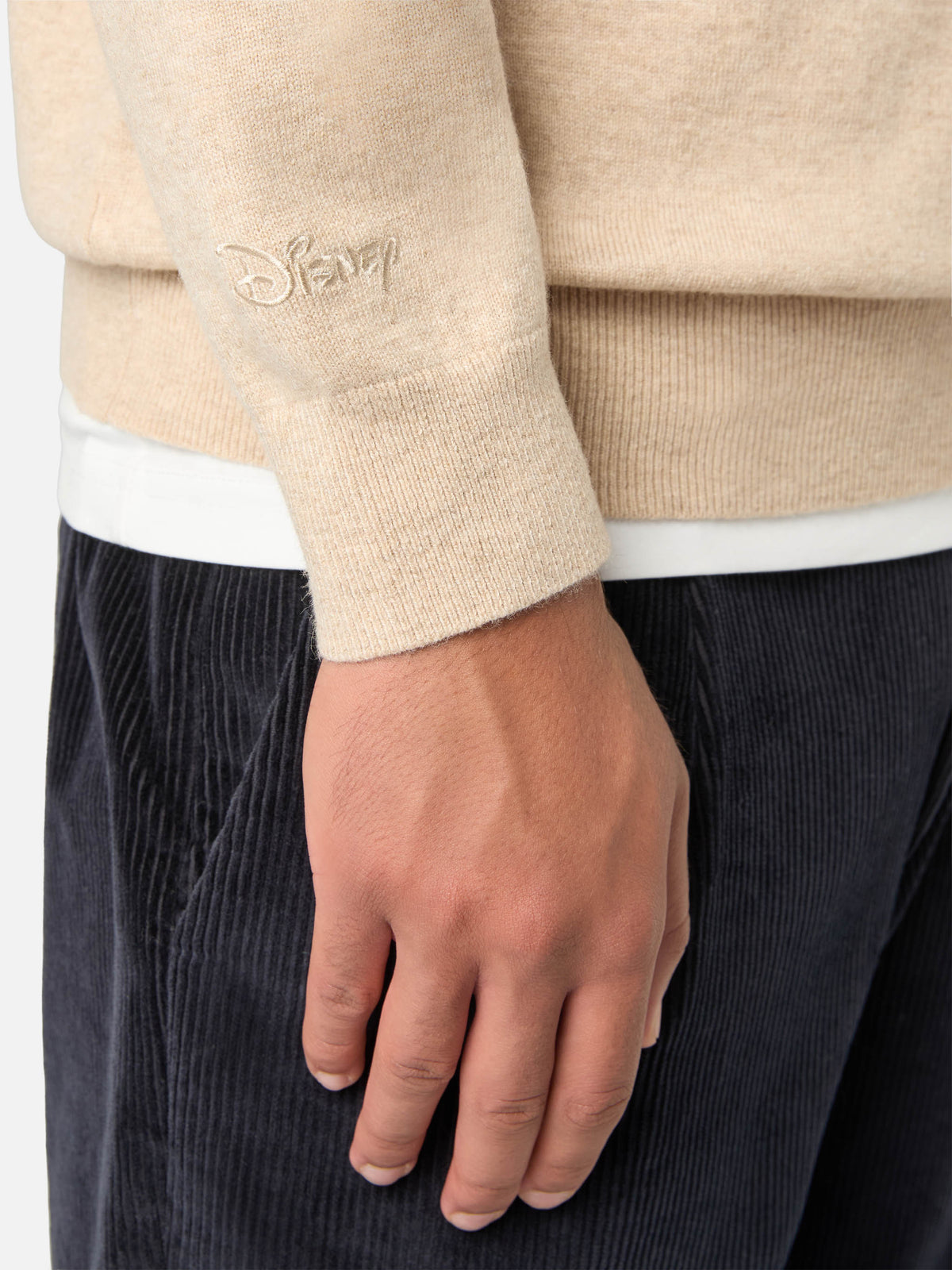 Beige Heron Light wool and cashmere blend crewneck with Scrooge McDuck embroidery | Special edition