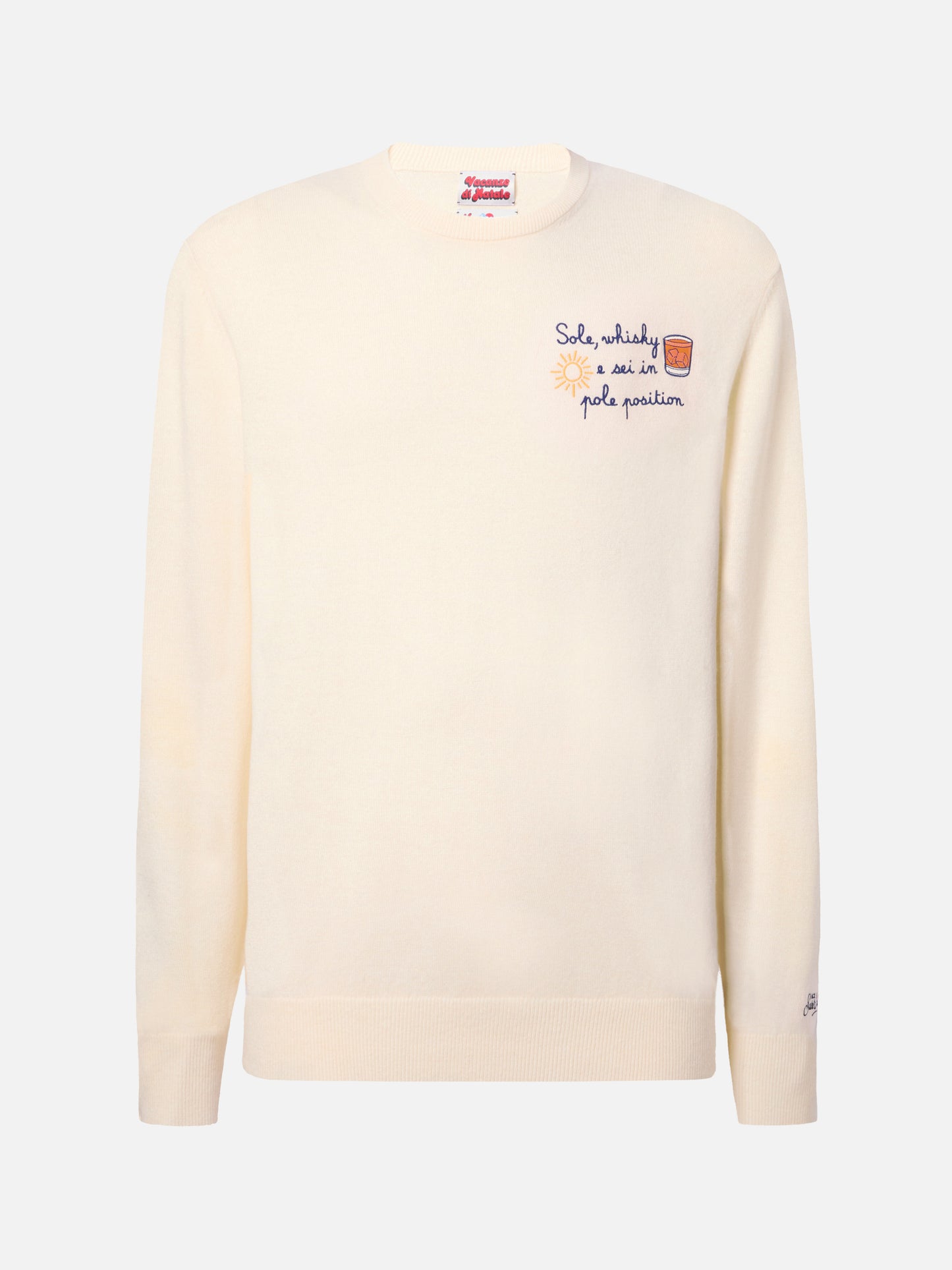 Maglione a girocollo Heron Light con ricamo Sole, wishky e sei in pole position! | VACANZE DI NATALE SPECIAL EDITION