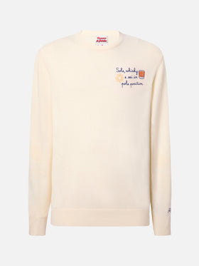 Maglione a girocollo Heron Light con ricamo Sole, wishky e sei in pole position! | VACANZE DI NATALE SPECIAL EDITION