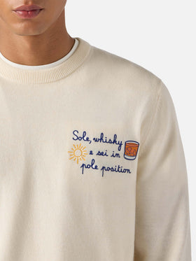 Rundhalspullover Heron Light mit Sohle, wishky e sei in pole position! Stickerei | VACANZE DI NATALE SPECIAL EDITION