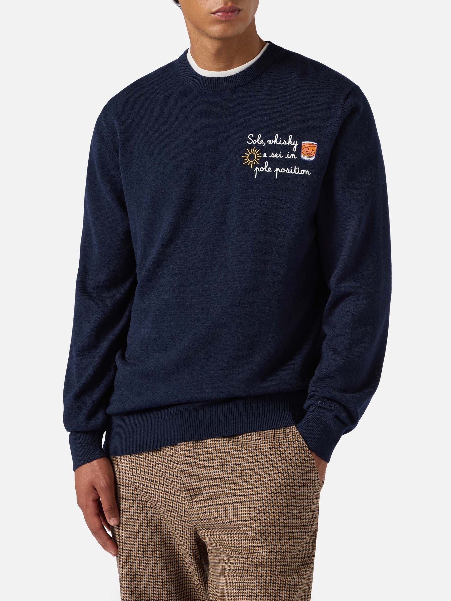Crewneck sweater Heron Light with Sole, wishky e sei in pole position! embroidery | VACANZE DI NATALE SPECIAL EDITION