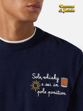 Crewneck sweater Heron Light with Sole, wishky e sei in pole position! embroidery | VACANZE DI NATALE SPECIAL EDITION