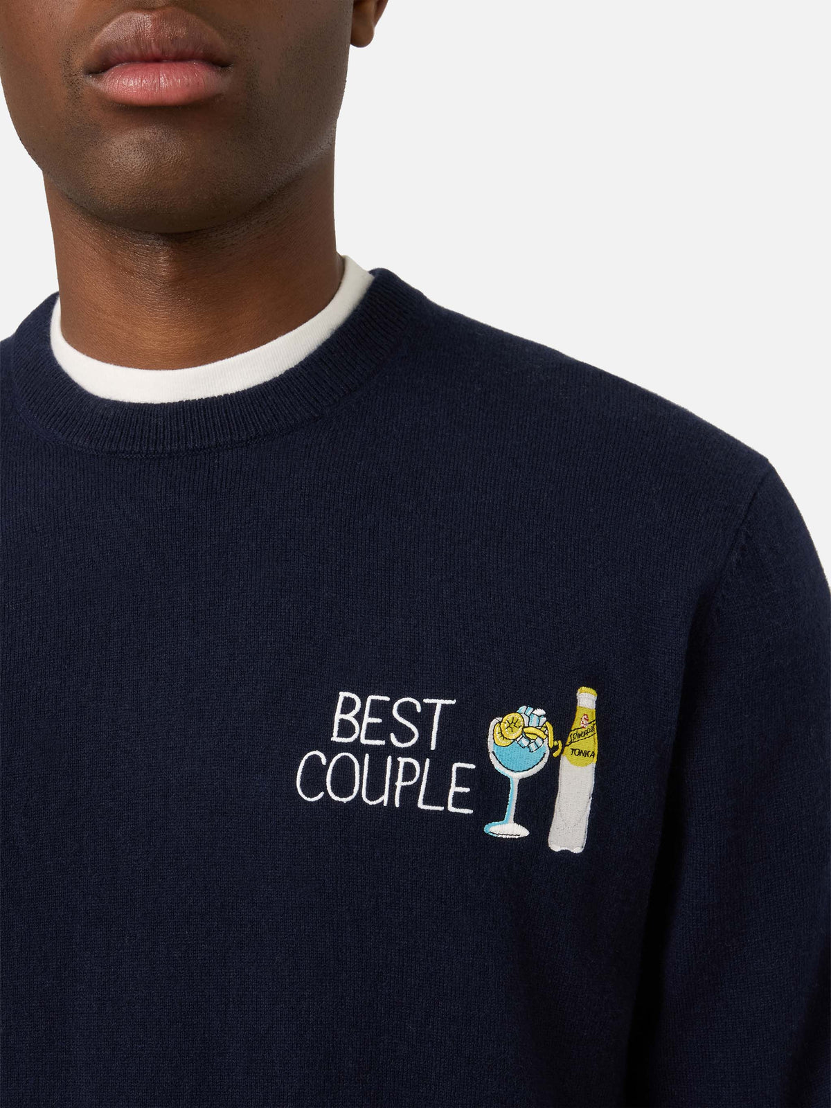 Jersey de punto con cuello redondo Heron Navy blue con bordado Best Couple | Special edition 