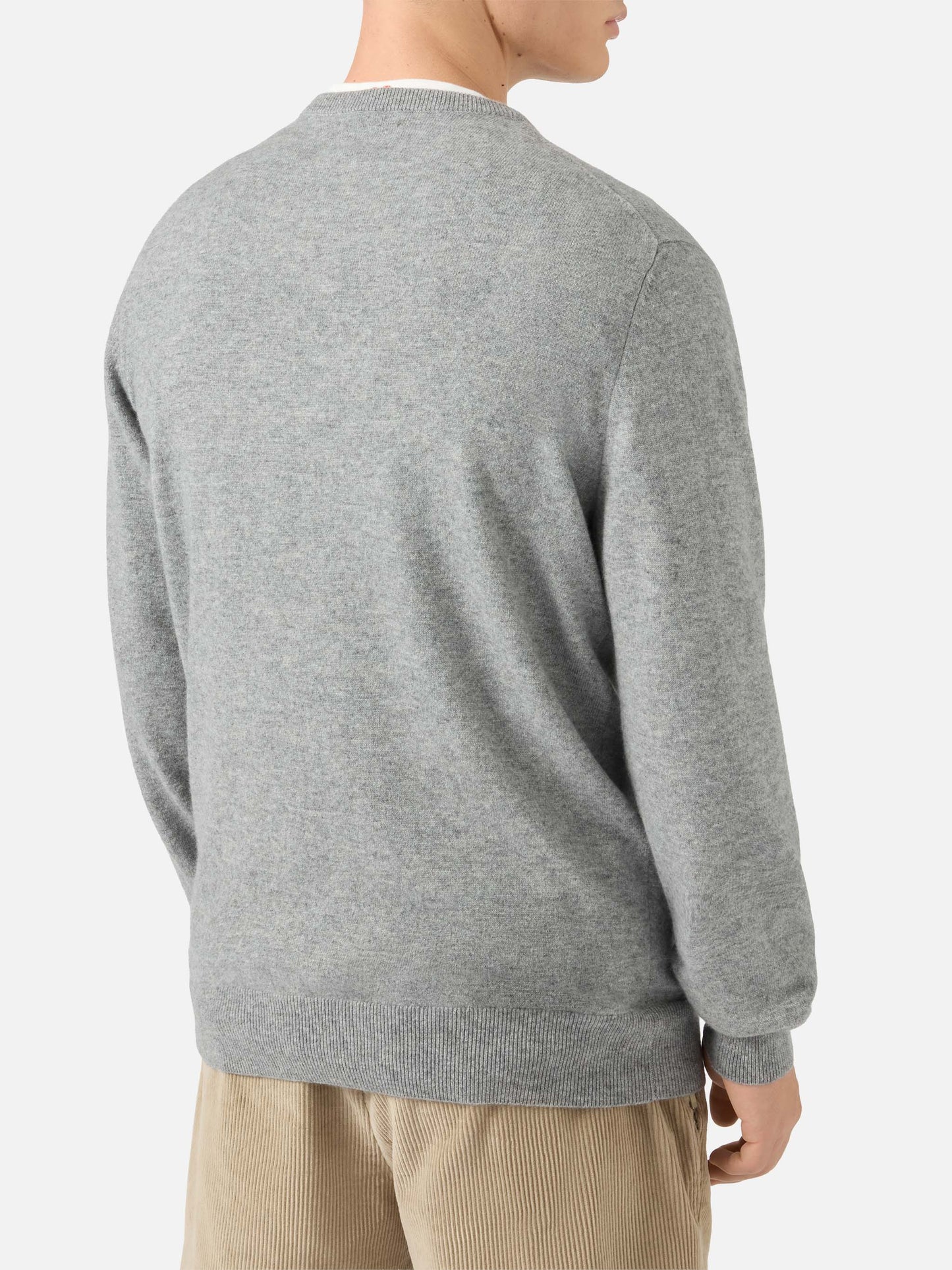 Heron Light sweater in grey 100% CASHMERE with St. Moritz intarsia | ST. MORITZ TOP OF THE WORLD