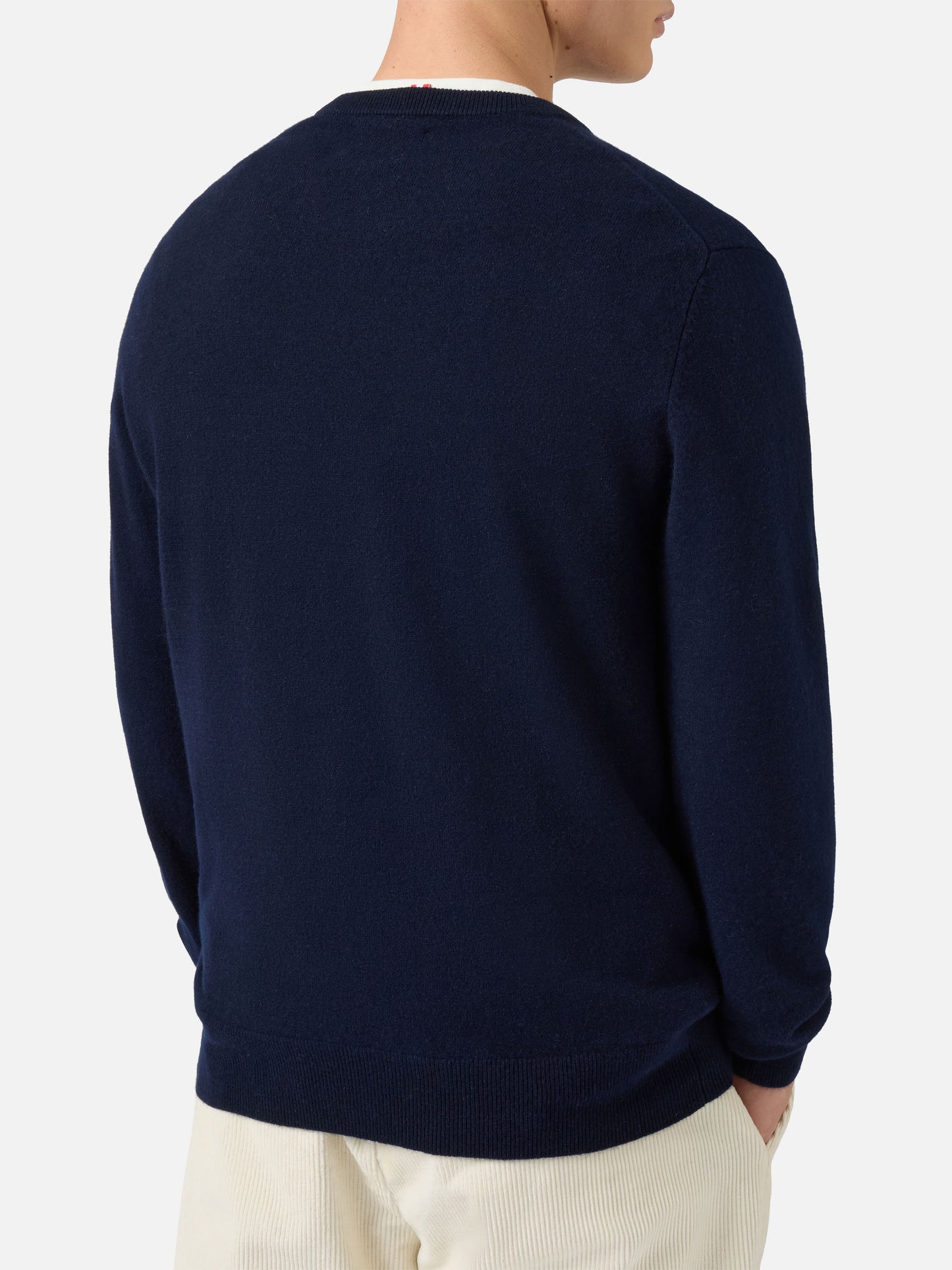 Heron Light sweater in 100% blue CASHMERE with St. Moritz intarsia | ST. MORITZ TOP OF THE WORLD