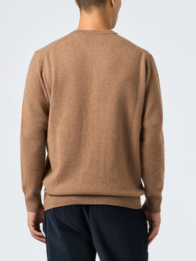 Man crewneck camel lambswool sweater with St. Barth embroidery - MC2 Saint Barth