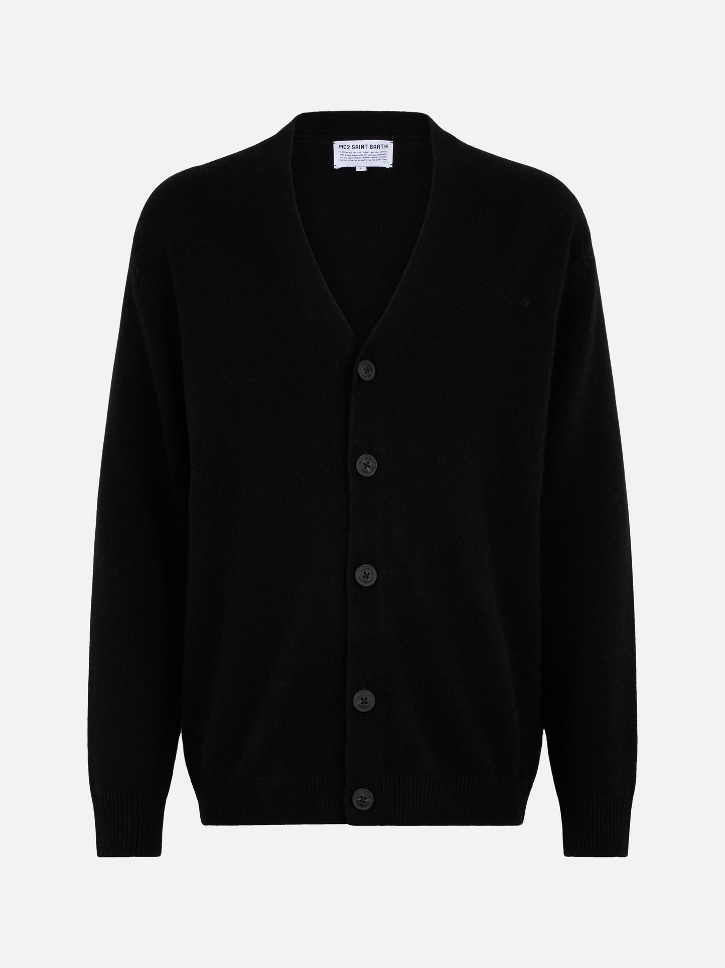 Maglione cardigan nero in misto cashmere da uomo Herrison