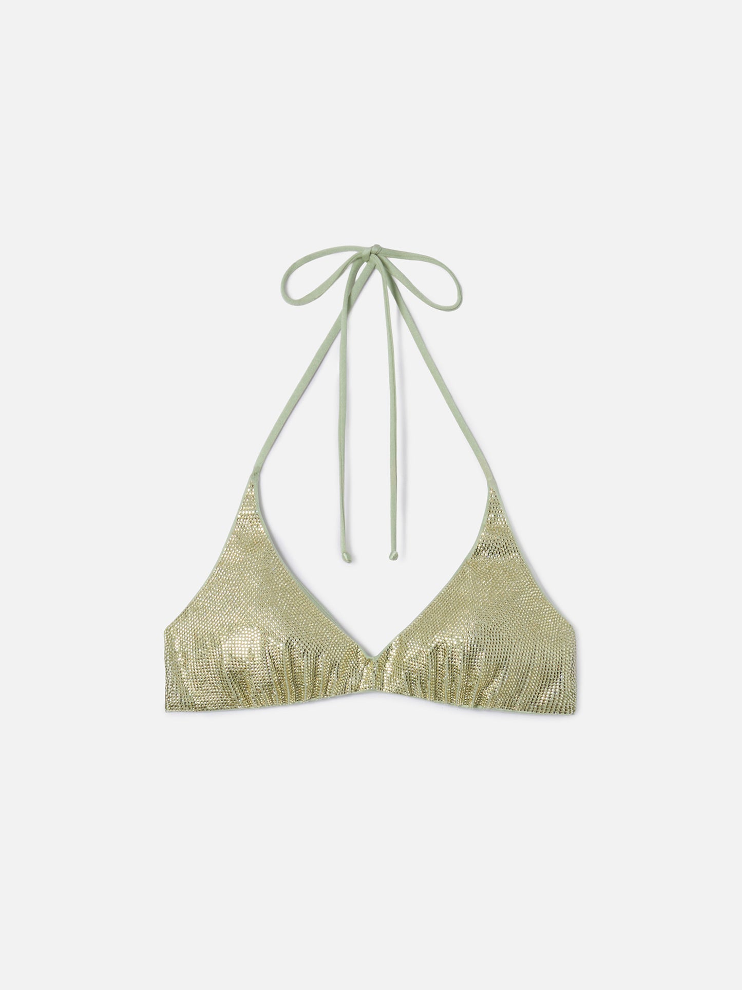 Top de bikini bralette Hespera en verde agua con strass aplicados 