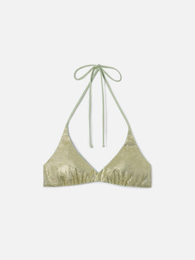 Top de bikini bralette Hespera en verde agua con strass aplicados 