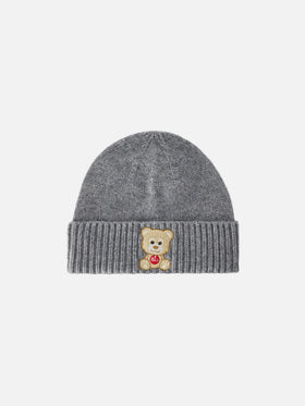 Graue Holden-Mütze mit Teddybär-Stickerei | Special edition 