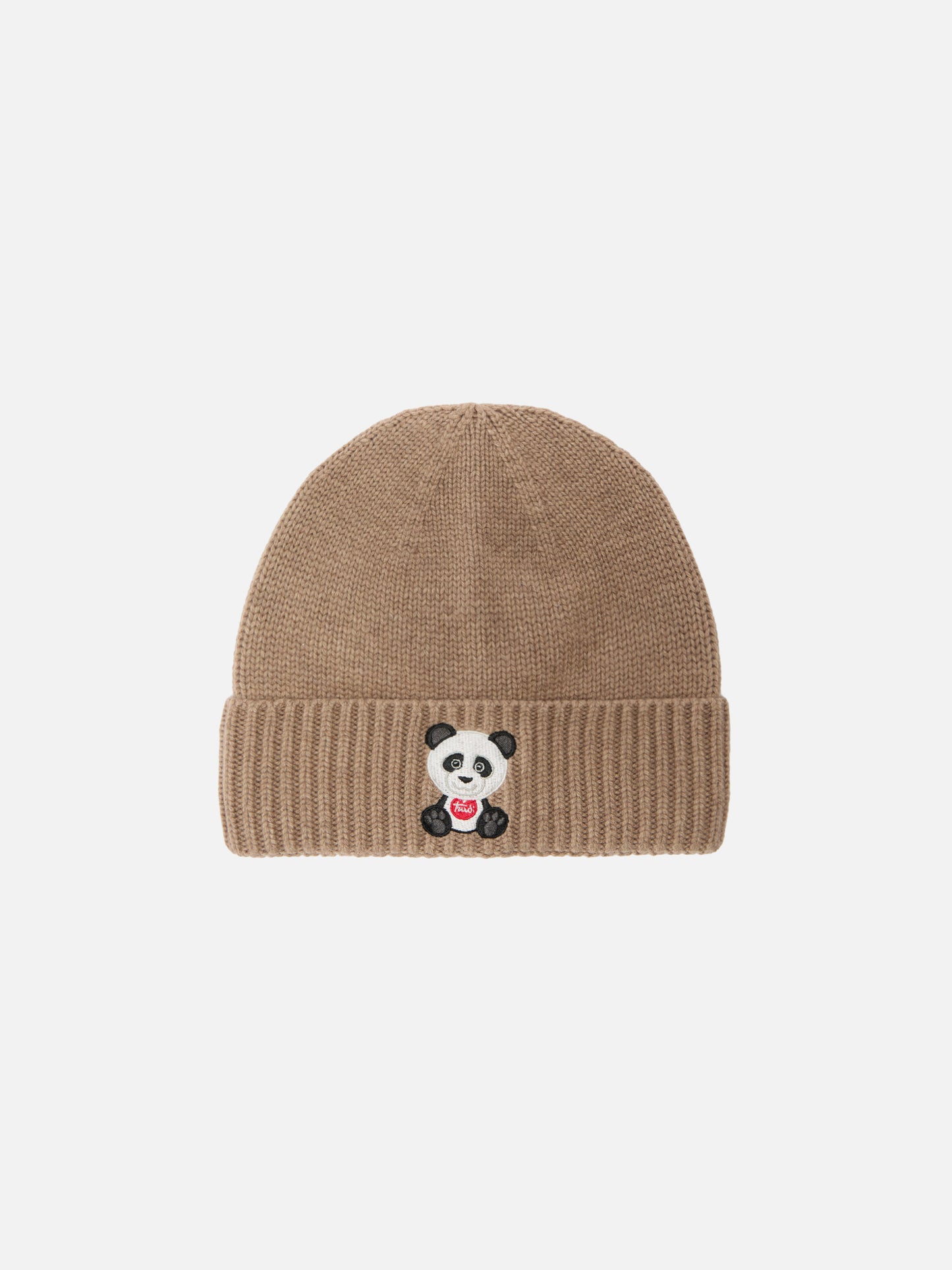 Holden cashmere-blend beanie in beige with Trudi Panda embroidery | TRUDI SPECIAL EDITION