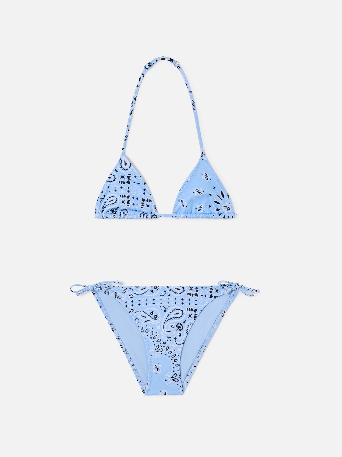 Bikini triangle Holly avec imprimé bandana bleu clair 