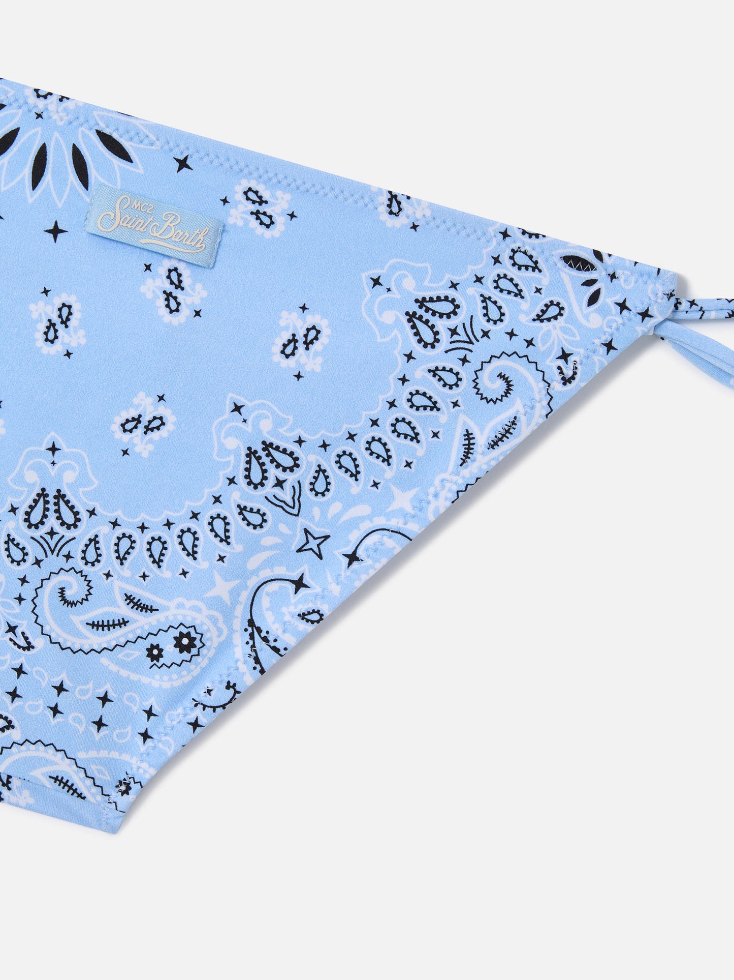 Bikini triangle Holly avec imprimé bandana bleu clair 