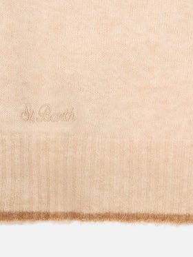 Beige Harlow Kapuze aus Alpaka-Mix mit kontrastierendem Besatz 