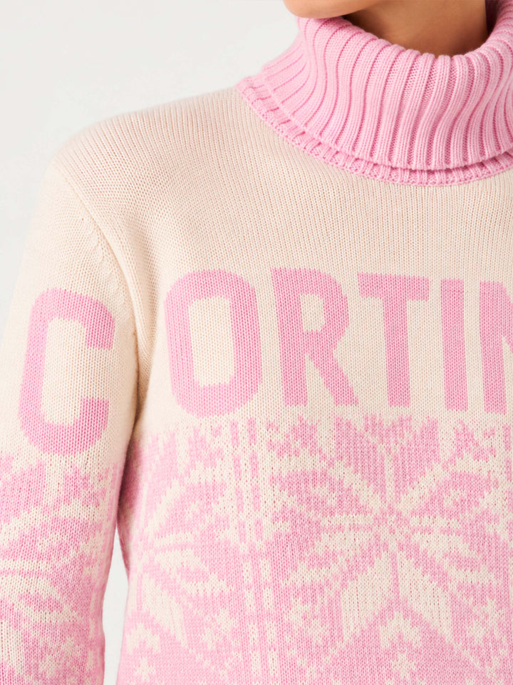 Nuevo jersey de cuello alto Hut con motivo nórdico y estampado Cortina 