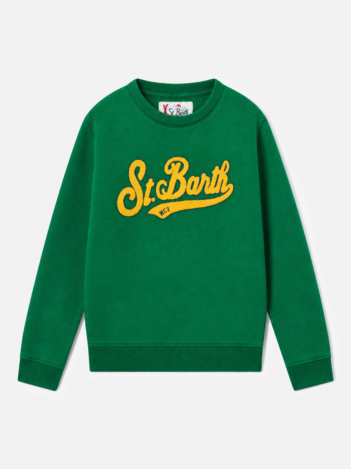 Grünes Sweatshirt für Jungen mit Frottee-Logo 