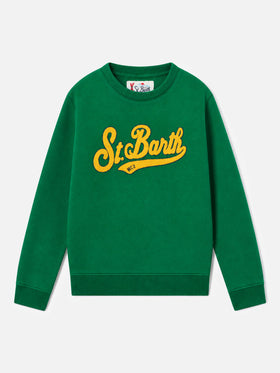 Grünes Sweatshirt für Jungen mit Frottee-Logo 