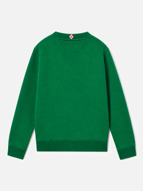 Grünes Sweatshirt für Jungen mit Frottee-Logo 