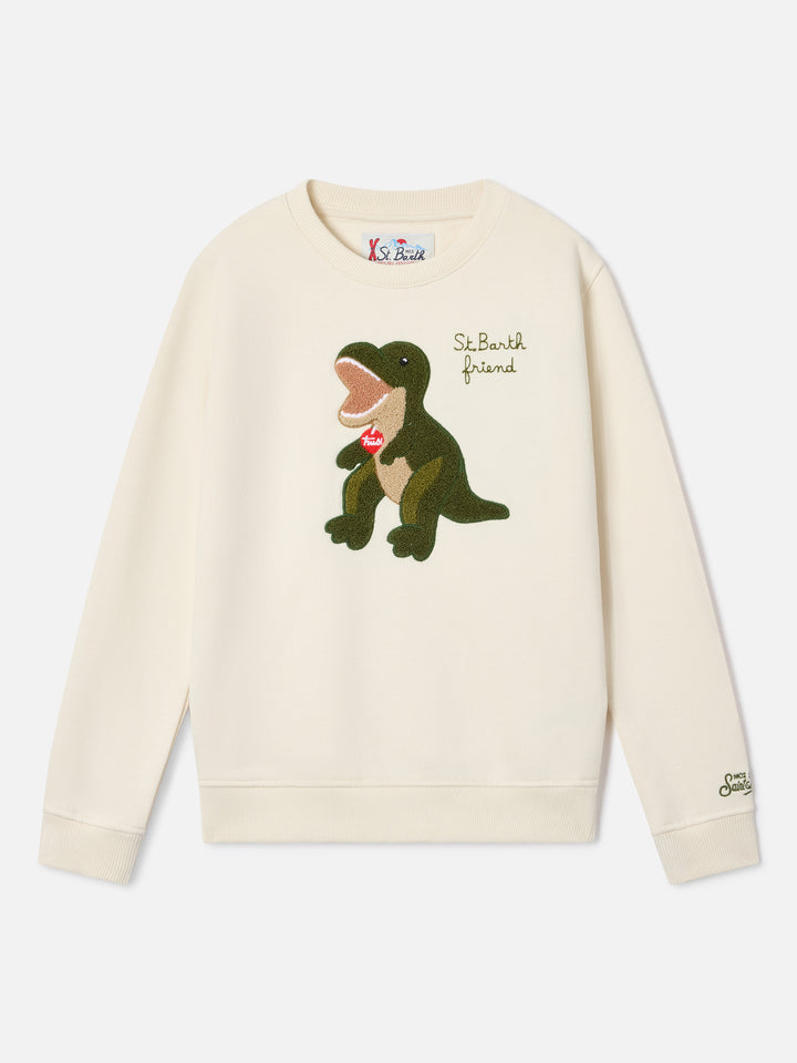 Cremefarbenes Hutton Sweatshirt aus Baumwollmischung mit Dinosaurier-Sponge-Patch | Special edition 